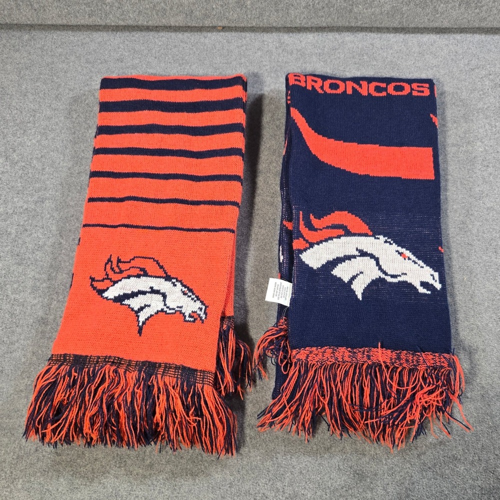 Bundle 2 Broncos Dever Footall Scarves Blue Orange Graphics AFC NFL Fan Unisex